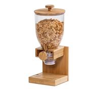 Honey-Can-Do Distributeur de céréales en bambou avec couvercle hermétique - Distributeur de nourriture sèche de comptoir pour l'organisation de la cuisine - Récipient à céréales écologique pour