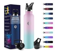 HoneyHolly Bouteille Isotherme 1L, étanche sans BPA, Gourde Isotherme, Double Paroi, Gourde Metal, 18/8 Acier Inoxydable, Gourde Inox, avec Paille, Bouteille d'eau pour Sport, Randonnée, Bureau