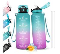 HoneyHolly Gourde, 1.5L Bouteille, Gourde Sport avec Paille, Gourde Motivation avec Marqueur de Temps, Bouteille d'eau, Étanche, Bouteille d'eau pour Randonnée, Camping, Fitness, Cyclisme