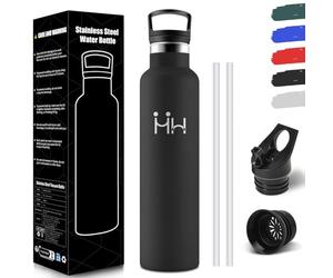 HoneyHolly Gourde 1L, étanche sans BPA, Bouteille Isotherme, Double Paroi, Gourde Paille, 18/8 Acier Inoxydable, Water Bottle, Réutilisable, Bouteille d'eau pour Sport, Randonnée, Bureau