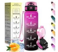 HoneyHolly Gourde 1L, sans BPA, Bouteille Sport, Marqueur Horaire, Bouteille, Étanche, Portable, Gourde Graduée pour Salle de Sport, Vélo, Bureau, Extérieur, École, Water Bottle