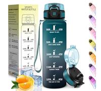 HoneyHolly Gourde 1L, sans BPA, Bouteille Sport, Marqueur Horaire, Bouteille, Étanche, Portable, Gourde Graduée pour Salle de Sport, Vélo, Bureau, Extérieur, École, Water Bottle