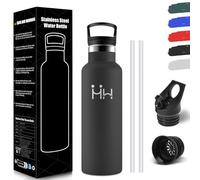 Honeyholly Gourde Enfant, 500Ml sans BPA, Bouteille Isotherme, Double Paroi Étanche, Gourde Avec Paille, Réutilisable, Isotherme Pour Le Camping, Les Écoles, Les Gymnases, Water Bottle