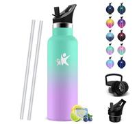 HoneyHolly Gourde Isotherme Enfant 500ML, Anti-Fuite, Gourde Avec Paille, sans BPA Bouteille d'eau, Réutilisable, Isolation sous Vide en Acier Inoxydable à Double Paroi, pour Enfants, Adultes, Sport