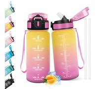 HoneyHolly Gourde Paille, Gourde 500ml, sans BPA & Étanches, Bouteille, Motivation Bouteille d'eau, Avec Marqueur de Temps, Water Bottle pour Gym, Ecole, Cyclisme, Plein Air, Sport
