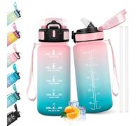 HoneyHolly Gourde Paille, Gourde 500ml, sans BPA & Étanches, Bouteille, Motivation Bouteille d'eau, Avec Marqueur de Temps, Water Bottle pour Gym, Ecole, Cyclisme, Plein Air, Sport