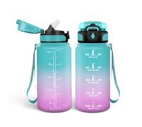 HoneyHolly Gourde Paille, Gourde 500ml, sans BPA & Étanches, Bouteille, Motivation Bouteille d'eau, Avec Marqueur de Temps, Petite Bouteille pour Gym, Ecole, Cyclisme, Plein Air, Sport
