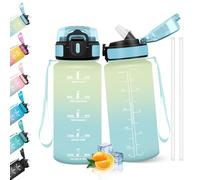 HoneyHolly Gourde Paille, Gourde 500ml, sans BPA & Étanches, Bouteille, Motivation Bouteille d'eau, Avec Marqueur de Temps, Water Bottle pour Gym, Ecole, Cyclisme, Plein Air, Sport