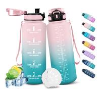 HoneyHolly Gourde Sport, 1500ml Étanche & Réutilisable, Bouteille, Motivation avec Filtre Gourde, Bouteille d'eau, Gourdes pour Gym, Ecole, Cyclisme, Plein air, Sport