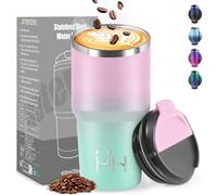 HoneyHolly Mug Isotherme 600 ML, Réutilisable, Tasse Isotherme pour Café, Acier Inoxydable 304, Emporter, Anti-fuite, Double Paroi, Étanche Gobelet de Voyage pour Café Chaud et Froid, Lait et Thé