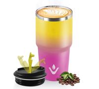 HoneyHolly Mug Isotherme 600 ML, Réutilisable, Tasse Isotherme pour Café, Acier Inoxydable 304, Emporter, Anti-fuite, Double Paroi, Étanche Gobelet de Voyage pour Café Chaud et Froid, Lait et Thé