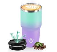 HoneyHolly Mug Isotherme 600 ML, Réutilisable, Tasse Isotherme pour Café, Acier Inoxydable 304, Emporter, Anti-fuite, Double Paroi, Étanche Gobelet de Voyage pour Café Chaud et Froid, Lait et Thé