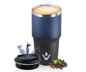 HoneyHolly Mug Isotherme 600 ML, Réutilisable, Tasse Isotherme pour Café, Acier Inoxydable 304, Emporter, Anti-fuite, Double Paroi, Étanche Gobelet de Voyage pour Café Chaud et Froid, Lait et Thé