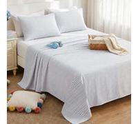 HONEYMOON 1 pièce Drap de lit imprimé rayé ultra doux, léger comme un nuage, doux et respirant, convient à différentes tailles de lit - simple, double, king, queen. Lavable en machine, essentiel pour 