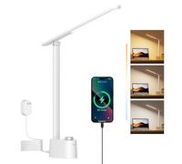 Honeywell H01 Lampe à LED de Bureau, Lampes de Bureau Blanches pour Bureau | Lampe LED de bureau pliable avec chargeur USB-C/A, RG0 sans bleu, CRI 95, gradation continue 10%-100%, 3 temp. (3000K-5000K).