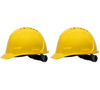 Honeywell North Short Brim NSB21002E Casque de Sécurité à Bord Court, Ventilé, Jaune, Mécanisme à Double Verrouillage, Suspension à Cliquet à 4 Points, Polyéthylène Haute Densité (1 Pièce) (Lot de 2)
