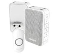 Sonnette portable et enfichable Honeywell - Avec contrôle du volume et bouton-poussoir - Blanc