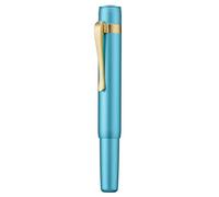 HONG DIAN Mini stylo plume M2 Black Forest, pointe souple moyenne et forme élégante en aluminium, stylo de voyage de poche courte (bleu lac)