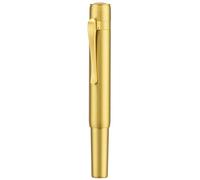 Hongdian Mini stylo plume M2 Black Forest, pointe dorée moyenne douce et forme élégante en laiton de poche courte (laiton brillant)