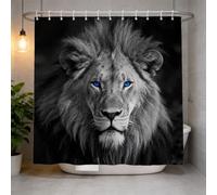 Hongduo Rideau de Douche 200x200 Lion Mâle, Anti Moisissure 3D Imprimé Tissu Imperméable Polyester Animal Thème Rideaux de Douche avec Anneaux
