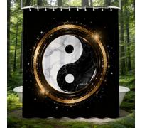 Hongduo Rideau de Douche 200x200 Motif Yin Yang, Anti Moisissure 3D Imprimé Tissu Imperméable Polyester Imprimé Ciel Étoilé Rideaux de Douche avec Anneaux