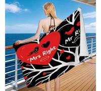 Hongduo Serviette de Plage Arbre Cœur Couple, 3D Thème d'amour Serviette de Bain Microfibre, Drap de Plage Séchage Rapide e Anti Sable pour Piscine Voyage Couverture, 80x160 cm