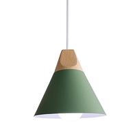 Hongho Suspensions Luminaires Industriel Retro E27 Métal Plafonnier Luminaire Moderne Lumiere Metal et Bois Luminaire éclairage Vintage Plafonnier Lustre Lampe (Vert)