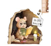 Hongjingda Sticker mural réaliste avec souris - Motif souris dans le trou - 15 x 15 cm - Autocollant amusant et amovible - Pour hôtels, bureaux, salles bains