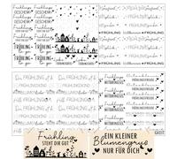 Hongma Lot de 4 autocollants Printemps Rub On Environ A5 19 x 14 cm Transferts grand format avec dictons pour Keraflott, meubles, verre, bois, bricolage, décoration, Rub On film, Rubons autocollants