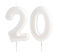 Hongplus Bougie blanche macaron 20 - Bougies d'anniversaire - Pour gâteau d'anniversaire - Pour filles et femmes - Pastel