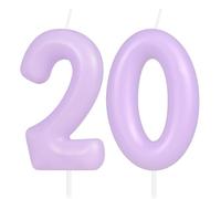 Hongplus Bougie d'anniversaire en forme de chiffre 20 pour fille et femme - Bougie d'anniversaire violette macaron pour 20 ans - Bougies d'anniversaire pour filles et femmes