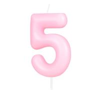 Hongplus Bougie d'anniversaire en forme de chiffre 5 - Rose macaron - Bougies d'anniversaire pour gâteau - Décoration de gâteau pour fille et femme - Fournitures de décoration de fête d'anniversaire