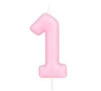 Hongplus Bougie Macaron Rose Numéro 1, Bougie d'anniversaire pour 1er anniversaire, Bougies Macaron Rose Joyeux Anniversaire pour Gâteau, Décorations de Gâteau en Rose Pastel pour Femmes, Fournitures