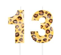 Hongplus Bougies d'anniversaire léopard 13 pour gâteau, bougies numérotées imprimées léopard, bougie numéro 13 anniversaire pour gâteau d'anniversaire pour filles femmes décorations de fête