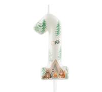 Hongplus Camping White 1er Anniversaire - Bougie de Camping Thème Happy Camper Numéro 1 - Couvercle de Gâteau Thème de Camping en Forêt pour Garçons et Filles - Décoration Spéciale pour Anniversaire