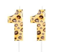 Hongplus Guépard - Bougies d'anniversaire à 11 pour gâteau - Motif léopard - Numéro 11 - Décoration de fête d'anniversaire pour filles et femmes