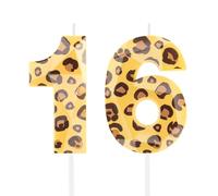 Hongplus Guépard - Bougies d'anniversaire à 16 pour gâteau, motif léopard, chiffre 16 - Décoration de gâteau d'anniversaire pour filles et femmes