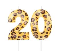 Hongplus Guépard - Bougies d'anniversaire pour 20 ans - Motif léopard - Numéro 20 - Décoration de gâteau d'anniversaire pour filles et femmes