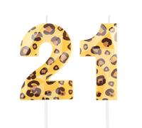 Hongplus Guépard - Bougies d'anniversaire pour 21 ans - Motif léopard - Numéro 21 - Décoration de gâteau d'anniversaire pour filles et femmes