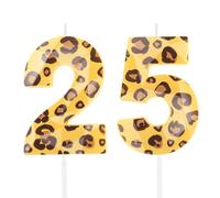 Hongplus Guépard - Bougies d'anniversaire pour gâteau - Numéro 25 - Motif léopard - Pour filles et femmes - Décorations de fête d'anniversaire - Fournitures de cadeaux