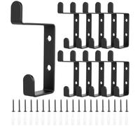 HongSiFang 10 Pcs Patere Murale pour Panneaux Acoustiques Muraux, Noirs | Crochet Porte Manteau Mural Design Doubles, pour Chambres, salons et salles de bains, Inclut 20 vis et 20 chevilles