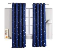 HONGYA Rideaux occultant thermiques à œillets bleu motif étoile enfant chambre-salon L/H 135x260cm 1 pièce