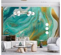 HongYouQi Papier peint 3D Abstrait Vert Foncé Doré Encre De Chine | Textures Décoratives et Luxueuses Idéales Pour Les Bureaux Espaces de Travail Maisons Chambres Salons et Murs Tv-350cm×256cm