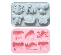 Honicemar Moule à Chocolat Animaux à 6 Cavités, Outils de Pâtisserie DIY pour Animaux de Dessin Animé, 2PCS Moules Silicone Antiadhésifs pour Gâteaux Chocolats Gelée Glaces Bonbon