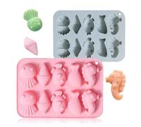 Honicemar Moule à Chocolat vie Marine à 10 Cavités, Décoration de Gâteau Moule Chocolats Silicone pour Thème Marin de Dessin Animé, 2PCS Moules Silicone Antiadhésifs pour Gâteaux Gelée Glaces Bonbon