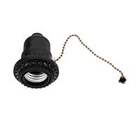 HONITANO Douille D’ampoule en Bakélite Interrupteur à Tirette, Socle de Lampe Noir Semi-encastré, Accessoire Électrique pour Plafonnier et Lampadaire, Usage Intérieur, Pièce Unique Robuste