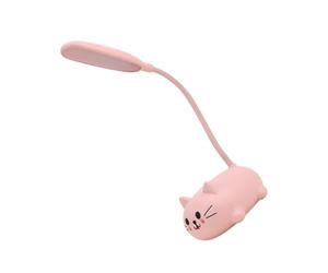 HONITANO Lampe de Bureau Chat Rose pour Garçon et Filles Recharge USB Pratique en Plastique, Veilleuse pour Filles comme Présent pour Chambre ou Bureau