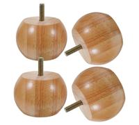 HONITANO Lot de Quatre Pieds Ronds en Bois pour Meubles, Style Boule, Facile à Installer, Peinturable, pour Commode ou Table Moderne et Rétro
