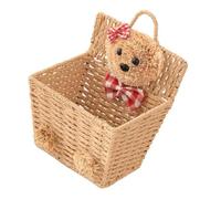 HONITANO Panier Suspendu en Osier Tressé Motif Ours Cartoon, Panier de Rangement Mural pour Bureau et Chambre D’garçon et Filles, Conteneur en Osier Couleur Kaki, Organisateur Ménager