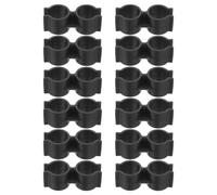 HONMEET 12 Pièces Clip de Liaison 25mm, Double Orifice Noir | Plastique, Forme Aile, Installation Facile et Fixation Réutilisable, pour Rayonnage, Supermarché, Serrage